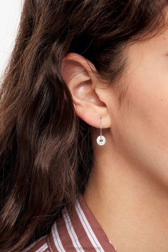 αξεσουάρ Bimba Y Lola Σκουλαρίκια κρίκοι με λογότυπο εμαγιέ L2L28830 άσπρο