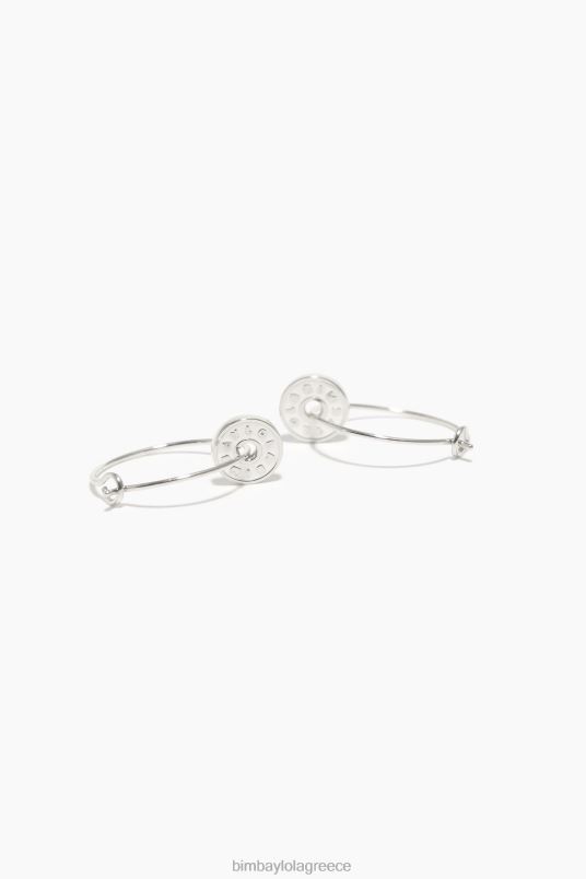 αξεσουάρ Bimba Y Lola Σκουλαρίκια κρίκοι με λογότυπο εμαγιέ L2L28830 άσπρο