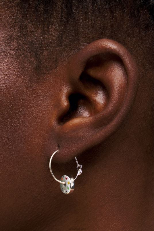 αξεσουάρ Bimba Y Lola μικρά σκουλαρίκια κρίκου με λογότυπο L2L28833 ασημί και πολύχρωμο