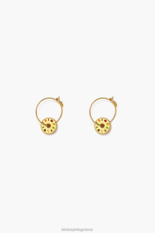 αξεσουάρ Bimba Y Lola μικρά σκουλαρίκια κρίκου με λογότυπο L2L28834 χρυσό και πολύχρωμο