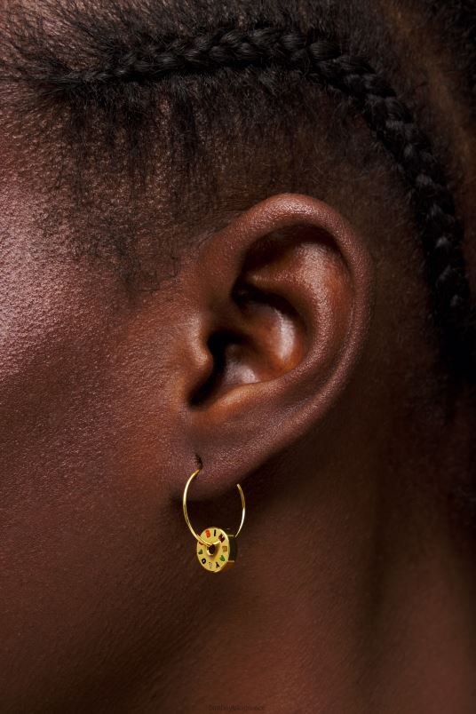 αξεσουάρ Bimba Y Lola μικρά σκουλαρίκια κρίκου με λογότυπο L2L28834 χρυσό και πολύχρωμο