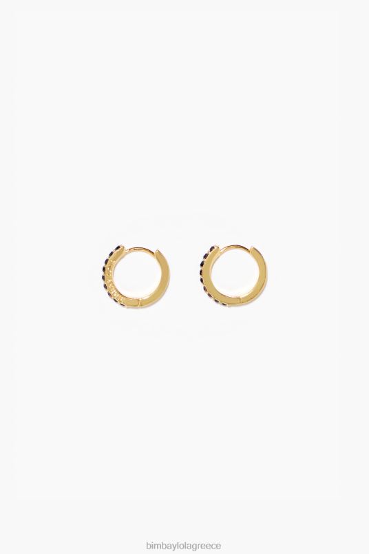 αξεσουάρ Bimba Y Lola κρυστάλλινα μίντι κρίκοι σκουλαρίκια L2L28851 μαύρος