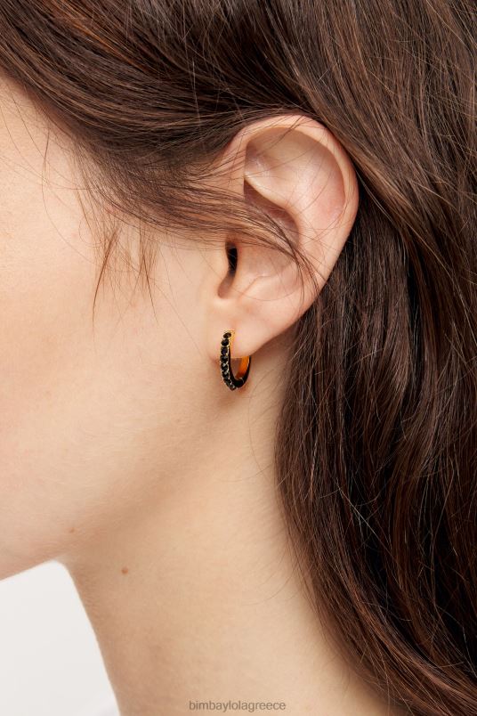 αξεσουάρ Bimba Y Lola κρυστάλλινα μίντι κρίκοι σκουλαρίκια L2L28851 μαύρος