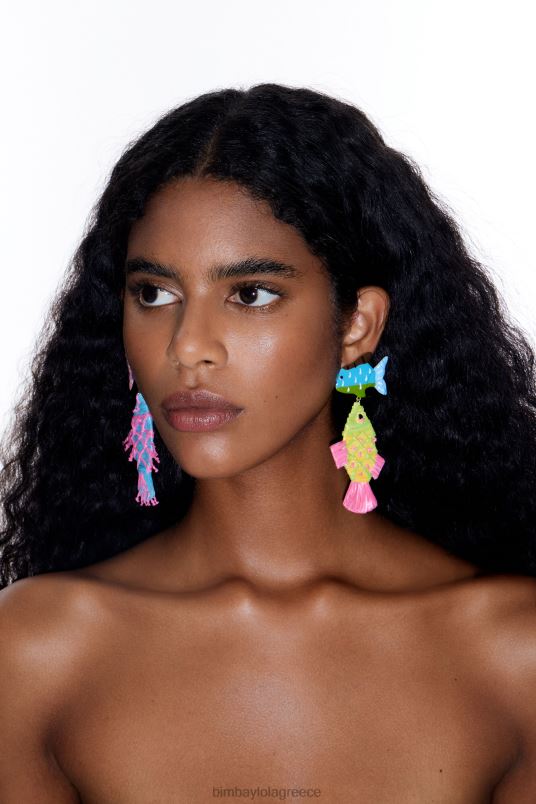 αξεσουάρ Bimba Y Lola σκουλαρίκια ψαριού raffia L2L28697 πολύχρωμο