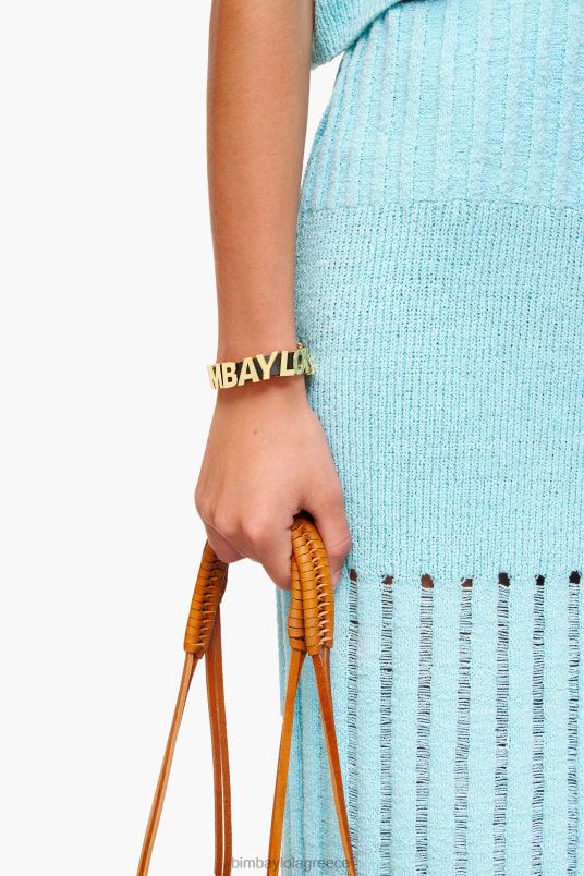 αξεσουάρ Bimba Y Lola δερμάτινο βραχιόλι με γράμματα με λογότυπο L2L281141 μαύρος