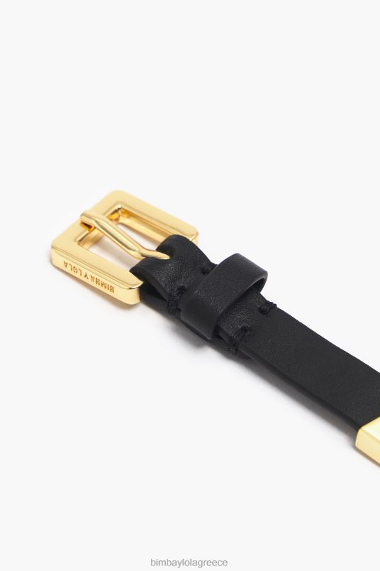 αξεσουάρ Bimba Y Lola δερμάτινο βραχιόλι με γράμματα με λογότυπο L2L281141 μαύρος