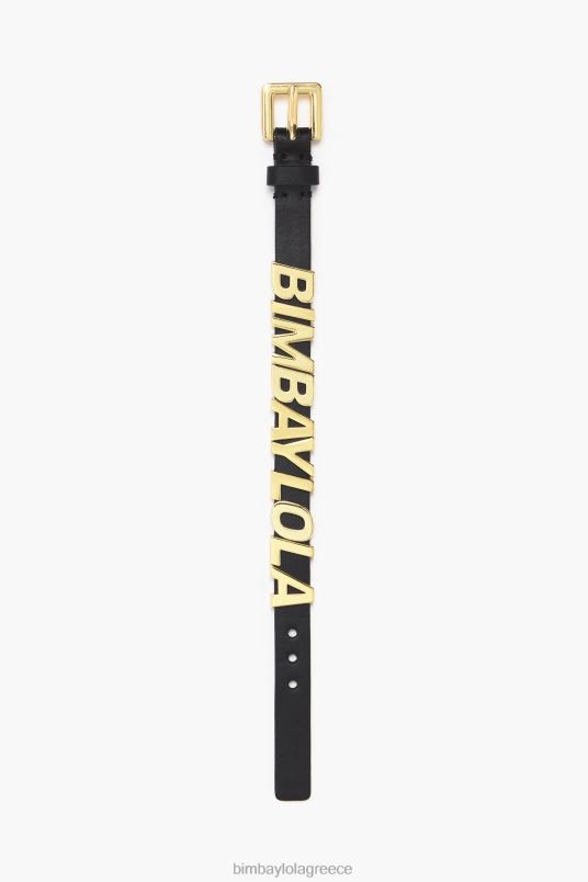 αξεσουάρ Bimba Y Lola δερμάτινο βραχιόλι με γράμματα με λογότυπο L2L281141 μαύρος