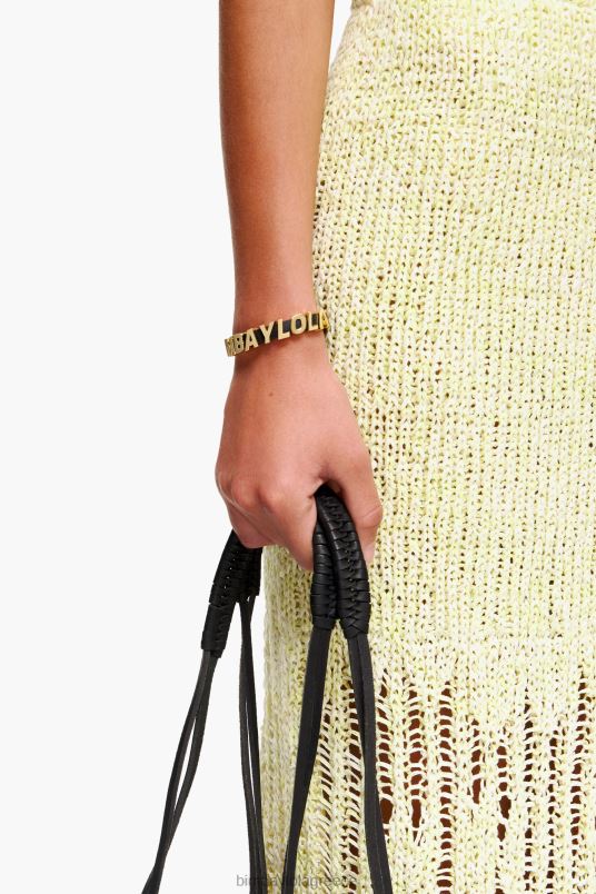 αξεσουάρ Bimba Y Lola δερμάτινο βραχιόλι με γράμματα με λογότυπο L2L281143 μαύρος