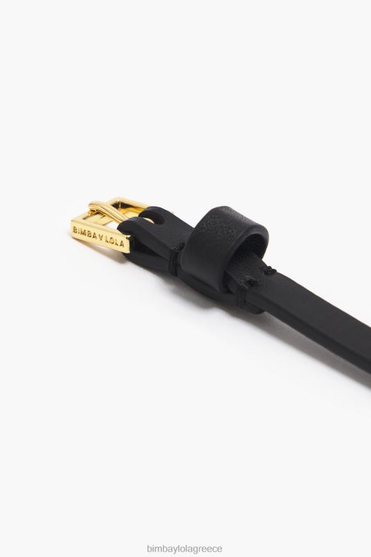 αξεσουάρ Bimba Y Lola δερμάτινο βραχιόλι με γράμματα με λογότυπο L2L281143 μαύρος