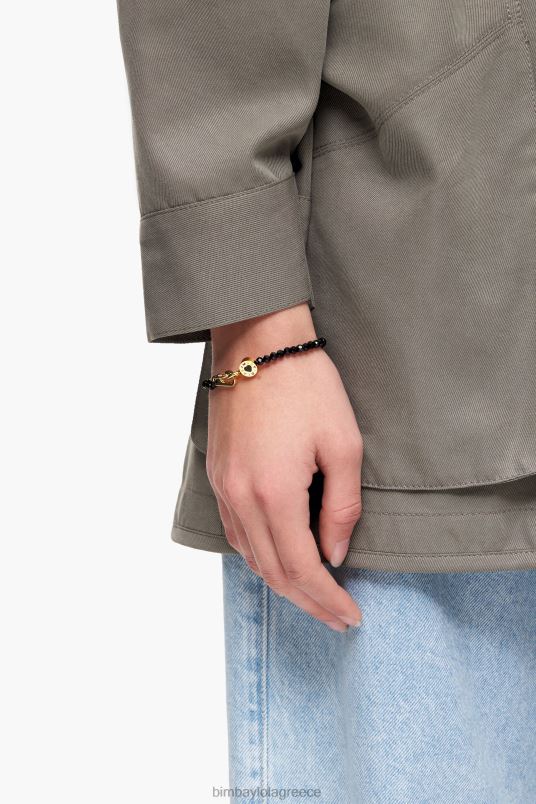 αξεσουάρ Bimba Y Lola βραχιόλι με κρύσταλλα με λεπτό λογότυπο L2L28672 μαύρος