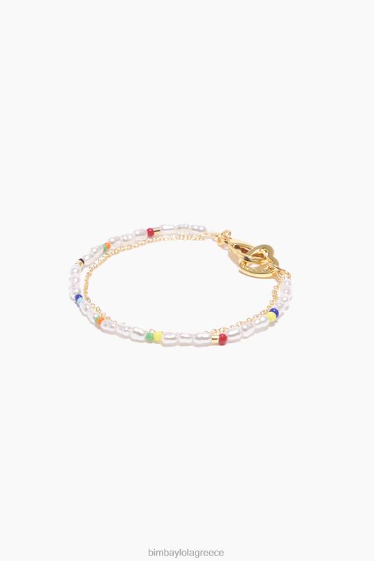 αξεσουάρ Bimba Y Lola μαργαριταρένιο διπλό βραχιόλι L2L28776 μπλε