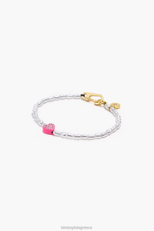 αξεσουάρ Bimba Y Lola βραχιόλι με πέρλες καρδιά L2L28786 ροζ