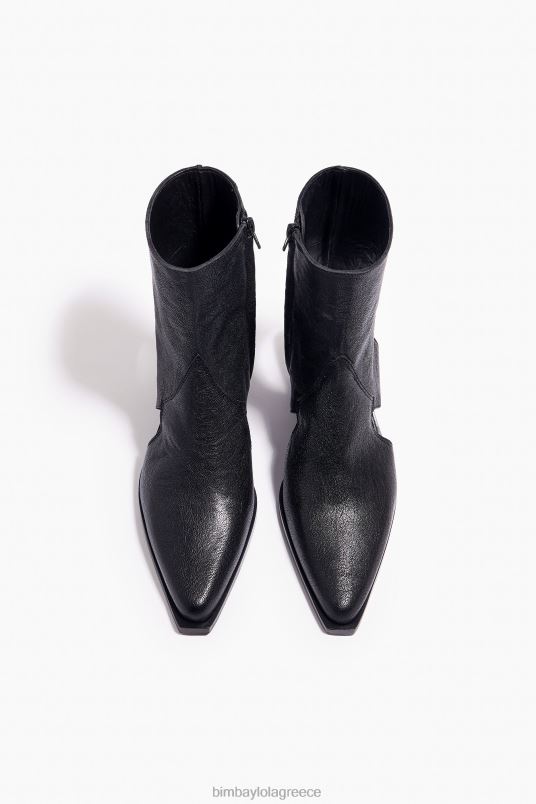 υποδήματα Bimba Y Lola δερμάτινο κομμένο μποτάκι L2L28600 μαύρος