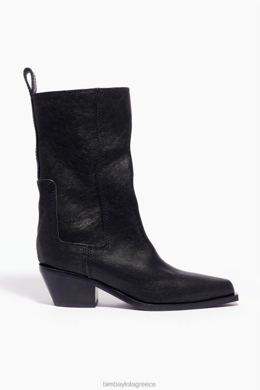 υποδήματα Bimba Y Lola δερμάτινη καουμπόικη μπότα L2L28601 μαύρος