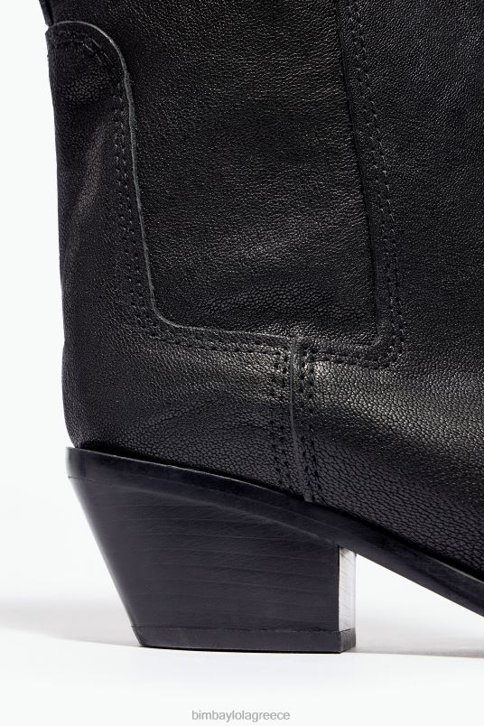υποδήματα Bimba Y Lola δερμάτινη καουμπόικη μπότα L2L28601 μαύρος