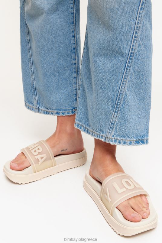 υποδήματα Bimba Y Lola σαγιονάρα πλατφόρμας λογότυπου L2L28587 άσπρο