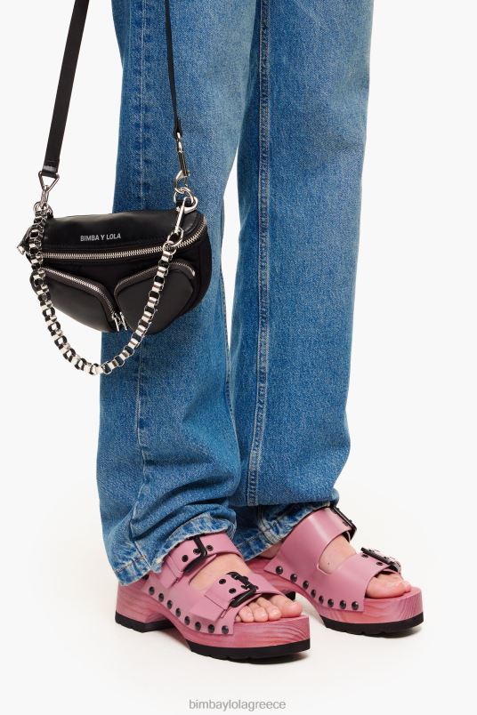 υποδήματα Bimba Y Lola δερμάτινο πέδιλο με τακούνι L2L28565 ροζ