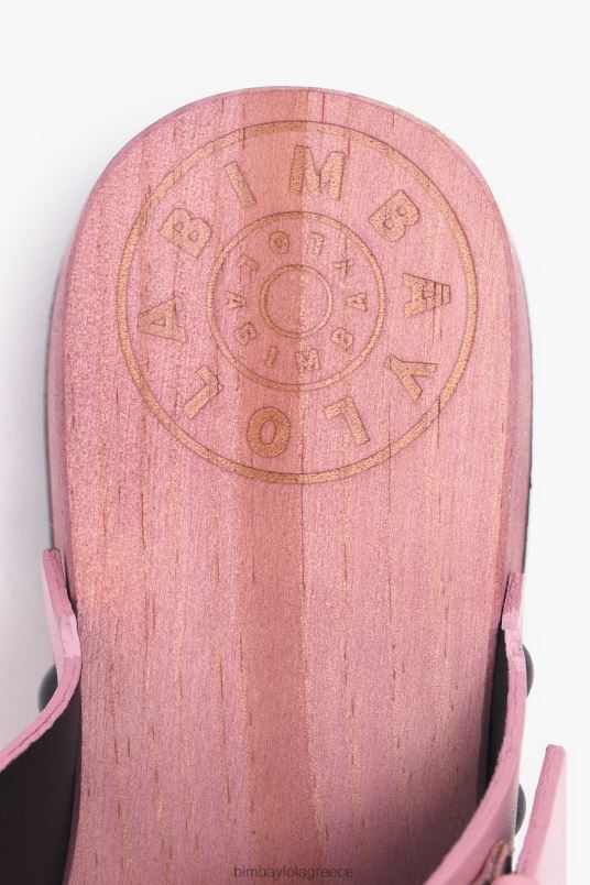 υποδήματα Bimba Y Lola δερμάτινο πέδιλο με τακούνι L2L28565 ροζ