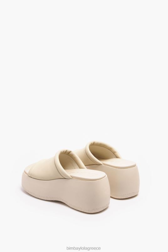 υποδήματα Bimba Y Lola δερμάτινο πέδιλο πλατφόρμας L2L28566 ελεφαντόδοντο