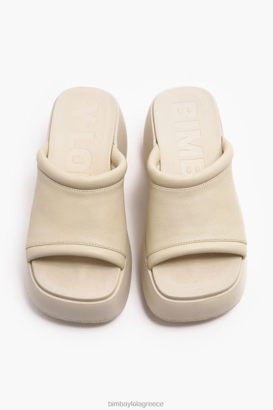 υποδήματα Bimba Y Lola δερμάτινο πέδιλο πλατφόρμας L2L28566 ελεφαντόδοντο