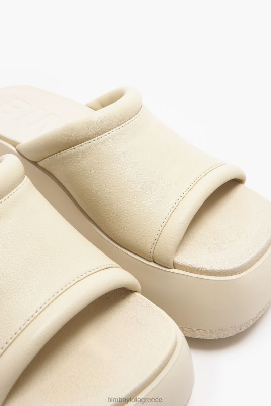 υποδήματα Bimba Y Lola δερμάτινο πέδιλο πλατφόρμας L2L28566 ελεφαντόδοντο