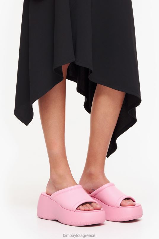 υποδήματα Bimba Y Lola δερμάτινο πέδιλο πλατφόρμας L2L28567 ροζ