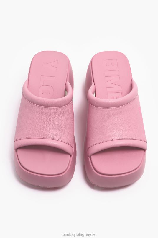 υποδήματα Bimba Y Lola δερμάτινο πέδιλο πλατφόρμας L2L28567 ροζ