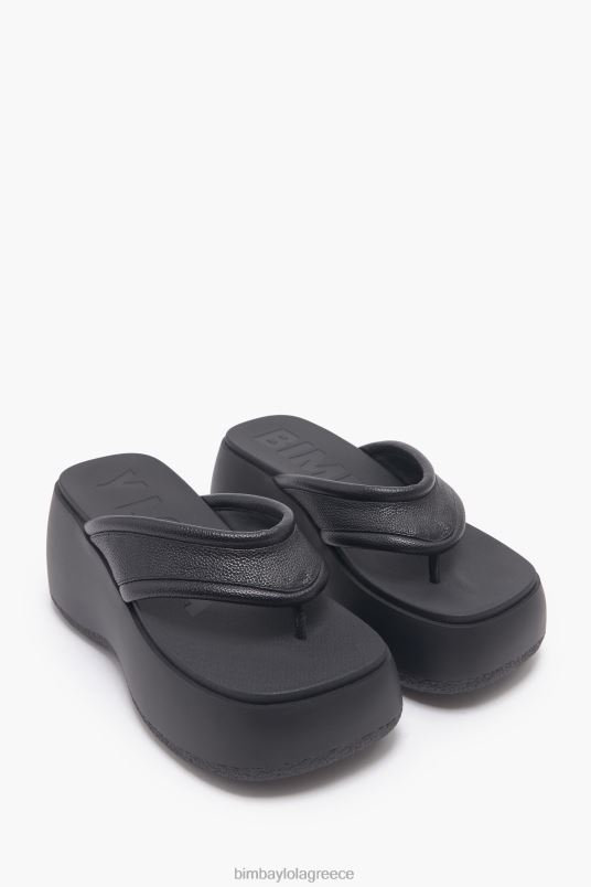 υποδήματα Bimba Y Lola δερμάτινο πέδιλο πλατφόρμας L2L28568 μαύρος