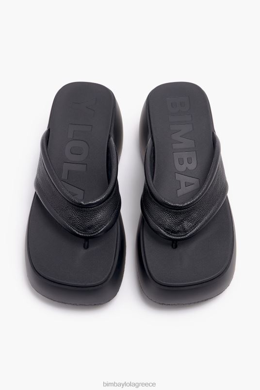 υποδήματα Bimba Y Lola δερμάτινο πέδιλο πλατφόρμας L2L28568 μαύρος