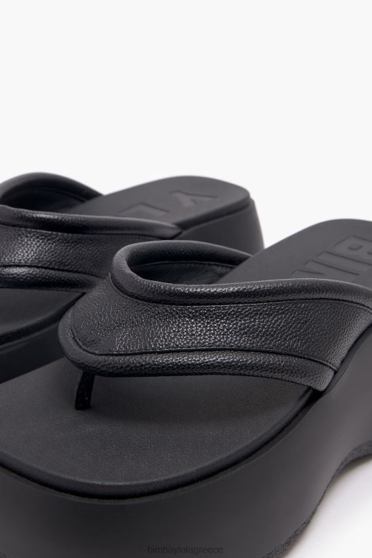 υποδήματα Bimba Y Lola δερμάτινο πέδιλο πλατφόρμας L2L28568 μαύρος