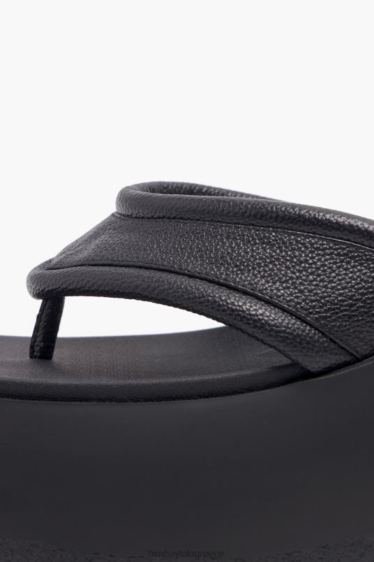 υποδήματα Bimba Y Lola δερμάτινο πέδιλο πλατφόρμας L2L28568 μαύρος