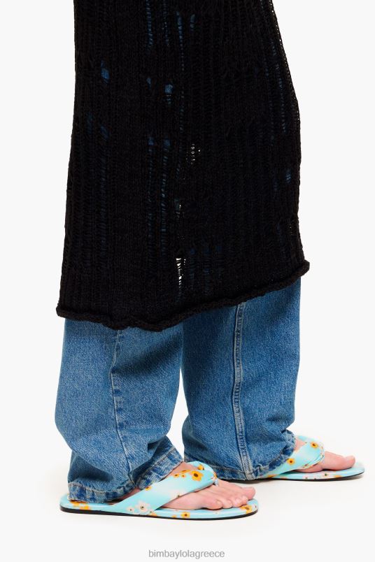 υποδήματα Bimba Y Lola ακρυλικά λουλούδια με στάμπα σωληνωτό επίπεδο σανδάλι L2L28571 μπλε
