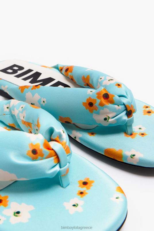 υποδήματα Bimba Y Lola ακρυλικά λουλούδια με στάμπα σωληνωτό επίπεδο σανδάλι L2L28571 μπλε