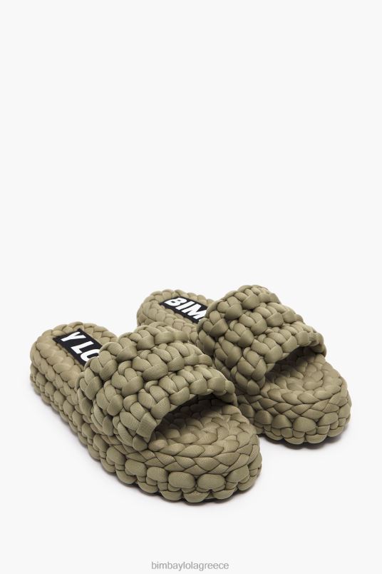 υποδήματα Bimba Y Lola πλεκτό ίσιο σανδάλι L2L28572 χακί