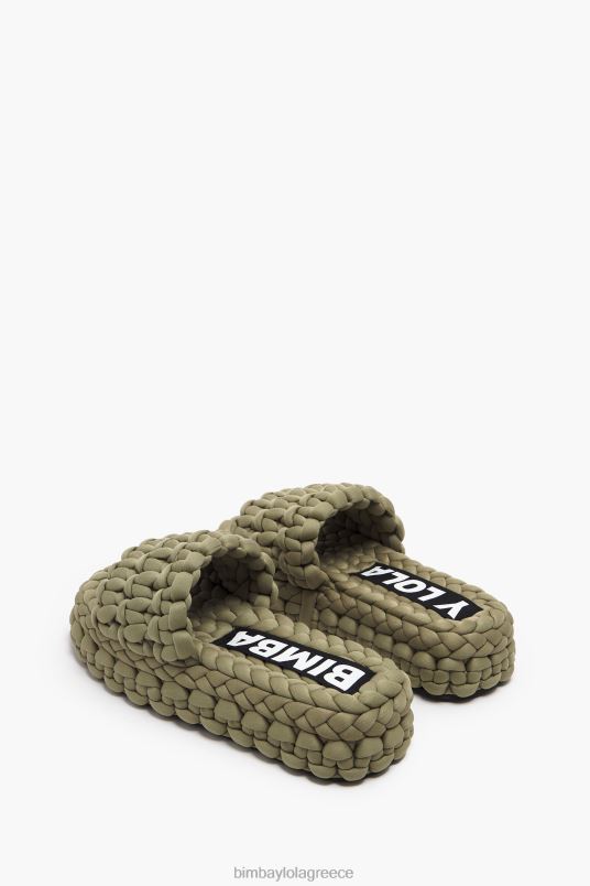 υποδήματα Bimba Y Lola πλεκτό ίσιο σανδάλι L2L28572 χακί