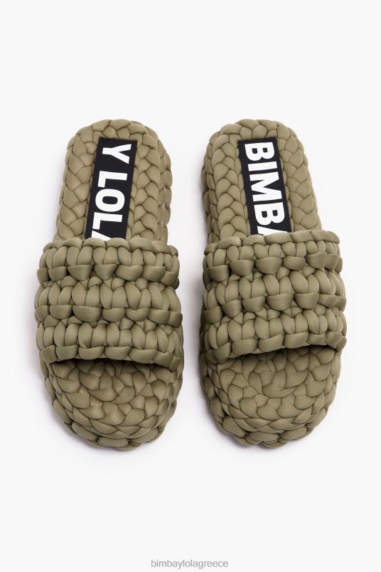 υποδήματα Bimba Y Lola πλεκτό ίσιο σανδάλι L2L28572 χακί