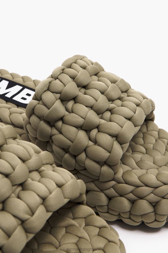 υποδήματα Bimba Y Lola πλεκτό ίσιο σανδάλι L2L28572 χακί