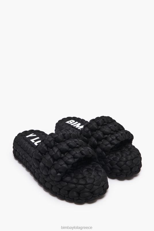 υποδήματα Bimba Y Lola πλεκτό ίσιο σανδάλι L2L28573 μαύρος