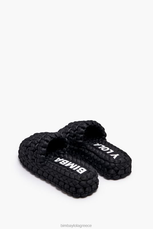 υποδήματα Bimba Y Lola πλεκτό ίσιο σανδάλι L2L28573 μαύρος