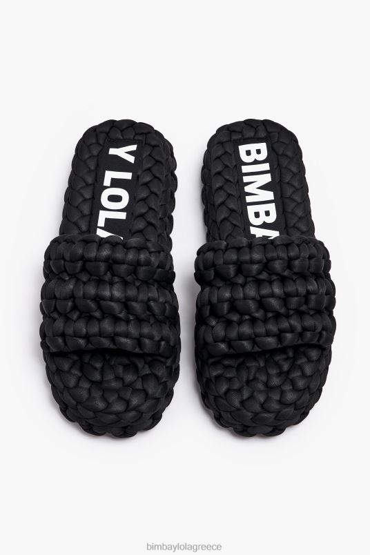υποδήματα Bimba Y Lola πλεκτό ίσιο σανδάλι L2L28573 μαύρος