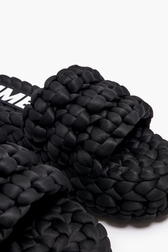 υποδήματα Bimba Y Lola πλεκτό ίσιο σανδάλι L2L28573 μαύρος