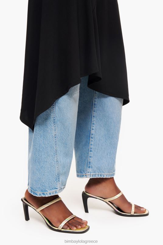 υποδήματα Bimba Y Lola δερμάτινο πέδιλο με τακούνι L2L28574 χρυσαφένιος