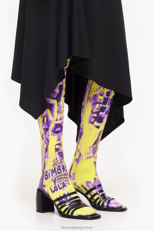 υποδήματα Bimba Y Lola δερμάτινο πέδιλο με τακούνι L2L28575 μαύρος