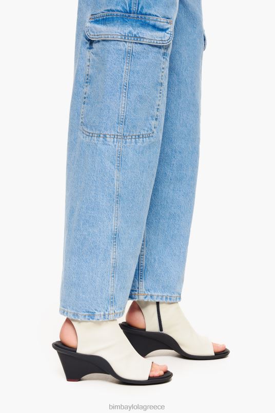 υποδήματα Bimba Y Lola δερμάτινο πέδιλο μποτάκι L2L28580 ελεφαντόδοντο