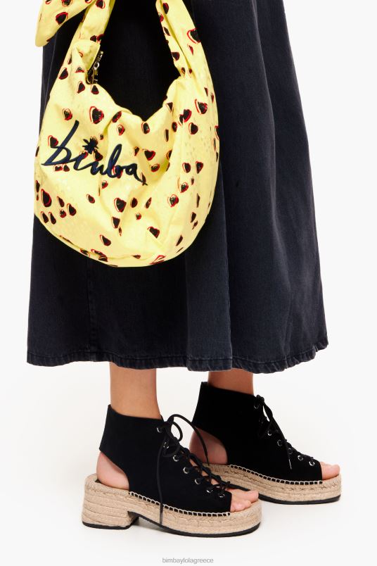 υποδήματα Bimba Y Lola δερμάτινο πέδιλο με τακούνι L2L28581 μαύρος