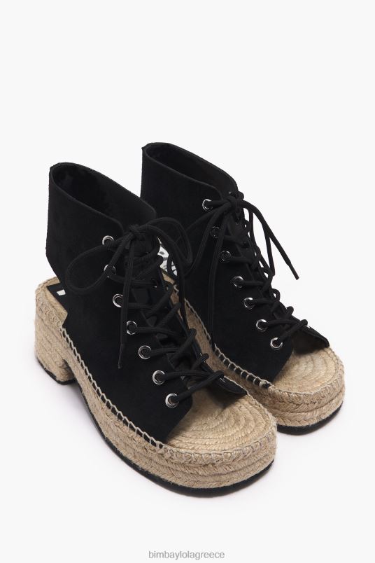 υποδήματα Bimba Y Lola δερμάτινο πέδιλο με τακούνι L2L28581 μαύρος