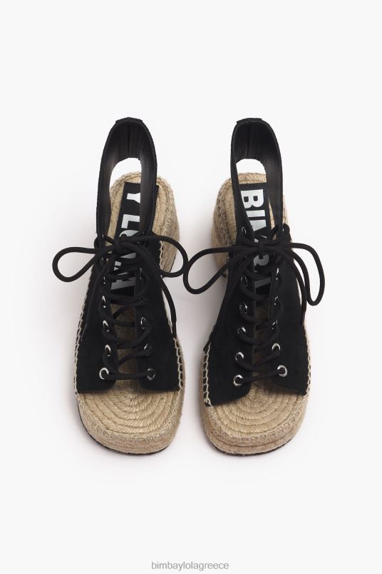 υποδήματα Bimba Y Lola δερμάτινο πέδιλο με τακούνι L2L28581 μαύρος