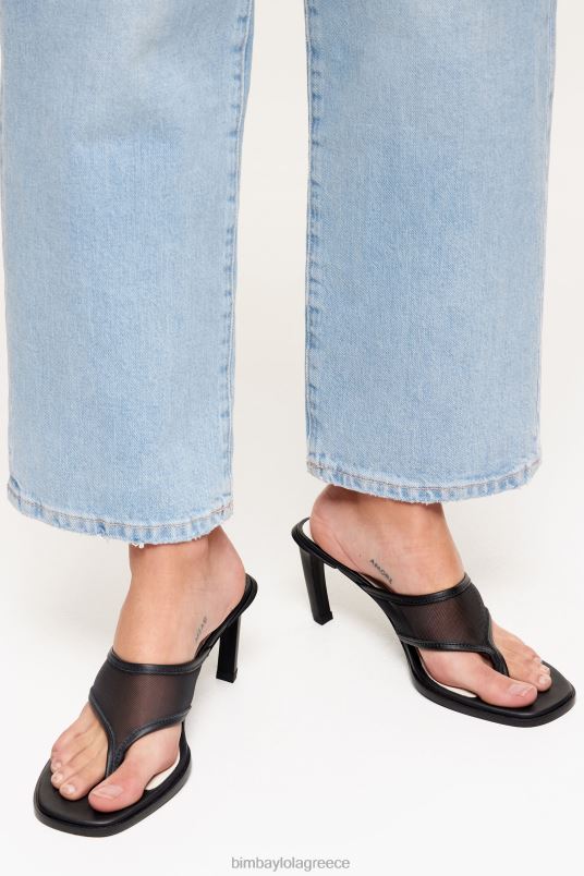 υποδήματα Bimba Y Lola διχτυωτό πέδιλο με τακούνι L2L28586 μαύρος