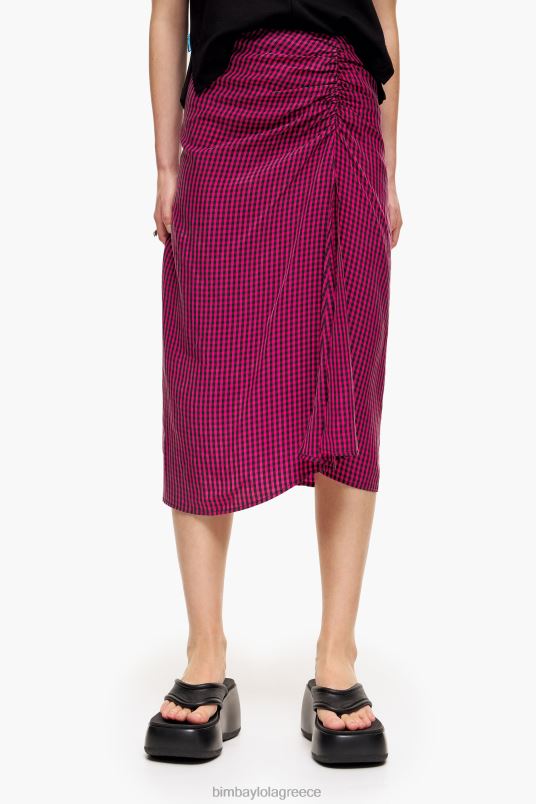 είδη ένδυσης Bimba Y Lola gingham fluid midi φούστα L2L28467 φουξία