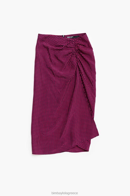 είδη ένδυσης Bimba Y Lola gingham fluid midi φούστα L2L28467 φουξία